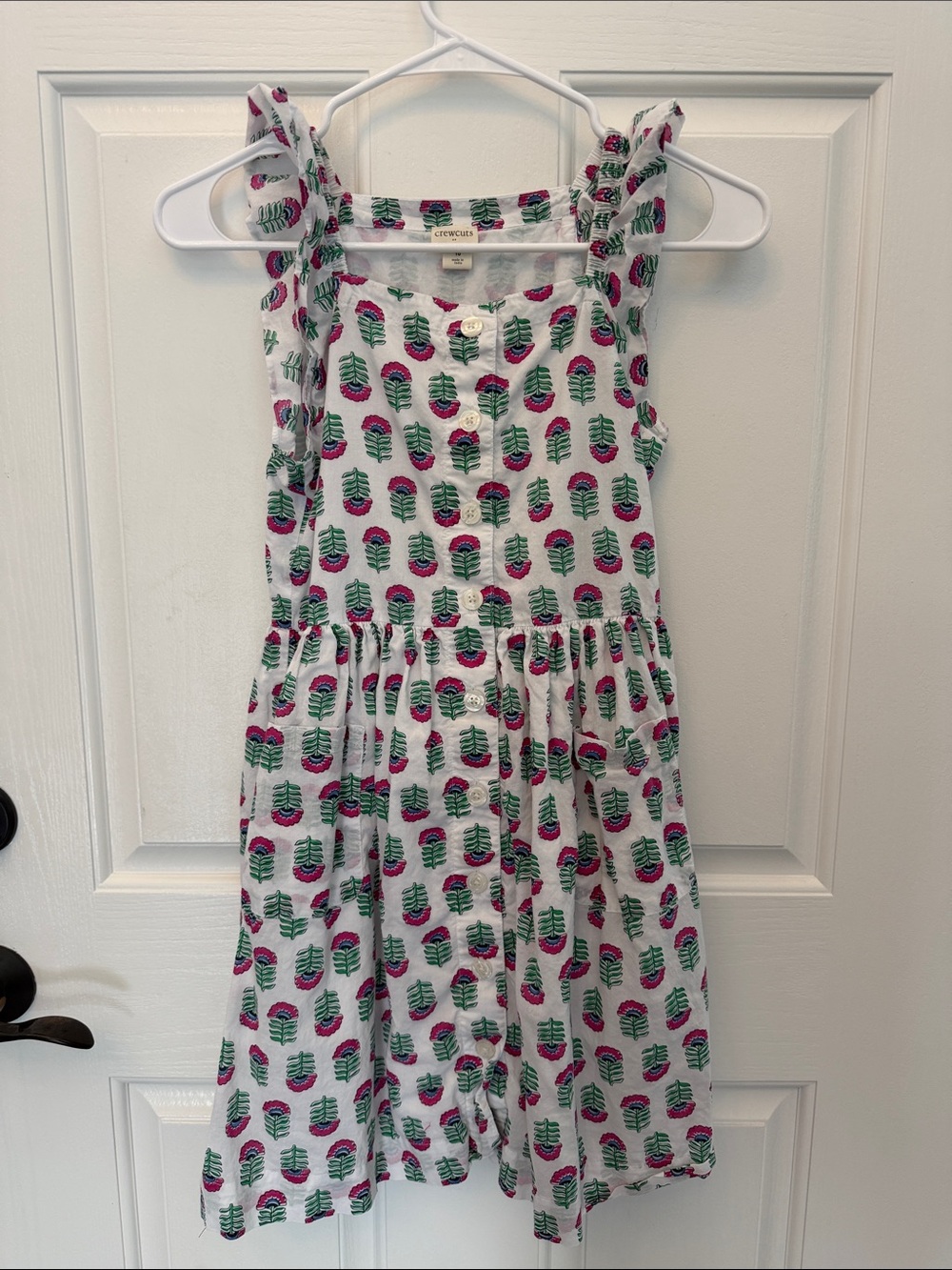 J. Crew -Crew Cuts- Girls' White Pink & Green Print Sundress